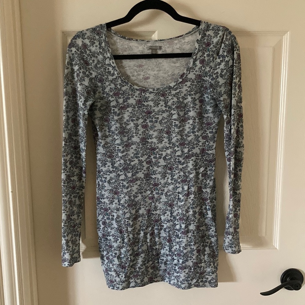 Rubbish Y2K Long Sleeve Top Blouse Shirt Crew Neck Scoop Flowers XS EUC